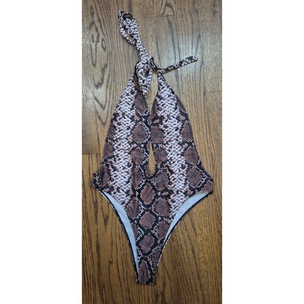 MATTE Plunge Open Back Haulter Bathingsuit Swimsuit Women's Size Large